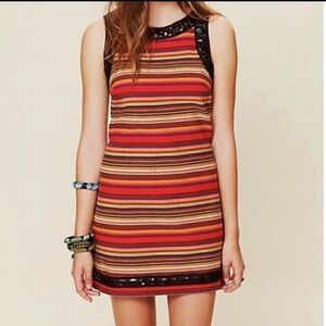 Free People New Romantics Multicolor Striped Embellished Sleeveless Dress 10
